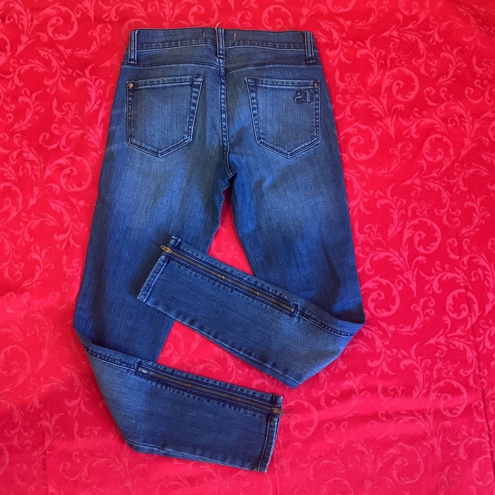 š¹Vintage Forever 21 ⢠Y2K - Zip - Skinny Jeans - Stretch - Low Rise - Picture 4 of 9